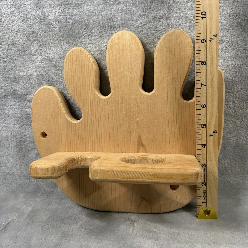 Unfinished Wood Baseball‎ Glove Wall Shelf Display DIY Craft Paint Ready